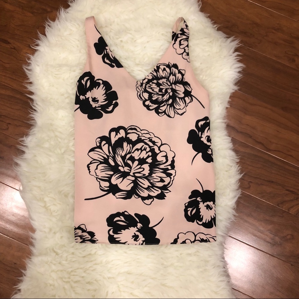 Pink and black floral tank top